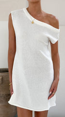 Robin Off Shoulder Mini Dress - White